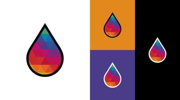 Polygonal Water Drop Colorful Logo Design Concept vector