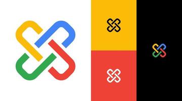 Link Color Unity Diversity Group Community Logo Design Concept vector
