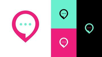 Chat Bubble Talk with Location Icon for Application Logo Design Concept vector