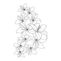 dibujo de página para colorear de flor de lirio de garabato con dibujo de arte lineal para elemento de impresión vector