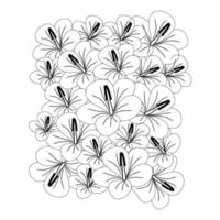 Hibiscus flower line art drawing black stroke vector illustration sketch on white background