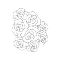 patrón de repetición de garabatos de flores de rosas con dibujo de página para colorear de arte lineal de diseño de boceto monocromático vector