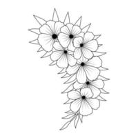 illustration in relaxation coloring page template with doodle style line drawing flower vector