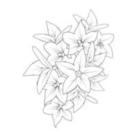 dibujo de flor de campana página para colorear de elemento gráfico de impresión de estilo doodle vector