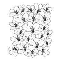 doodle style drawing of line art repeat pattern lilium flower for textile printing vector