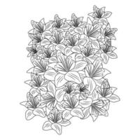 repeat pattern lilium flower black and white background of doodle style drawing vector