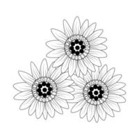 sunflowers antistress worksheet of bouquet illustration for coloring book for children and adults vector