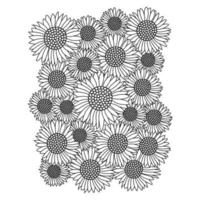 arte de línea dibujado a mano de girasol para colorear página y dibujo de boceto a mano alzada para libro de colorear antiestrés para adultos vector