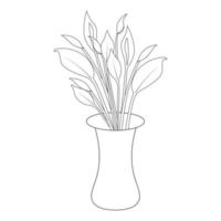 vector flower vase coloring book page drawing of continuous line art