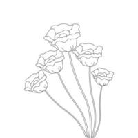 coloring page hand drawn flower poppy of vector illustration on white background