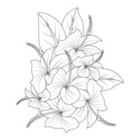 blooming flower decoration artwork branch of doodle style line art design template vector