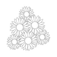 illustration of a bouquet of sunflowers worksheet for coloring book for children and adults vector