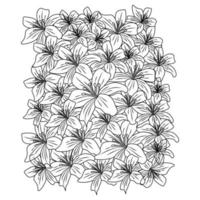 repeat pattern lilium flower black and white background of doodle style drawing vector