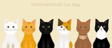 concepto del día mundial del gato. día internacional del gato. concepto de vacaciones. plantilla para fondo, banner web, tarjeta, póster vector