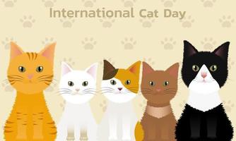 concepto del día mundial del gato. día internacional del gato. concepto de vacaciones. plantilla para fondo, banner web, tarjeta, póster vector
