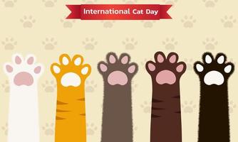 concepto del día mundial del gato. día internacional del gato. concepto de vacaciones. plantilla para fondo, banner web, tarjeta, póster vector
