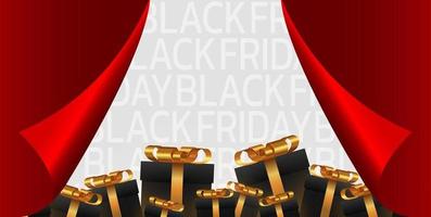 Black Friday Super Sale. Banner, poster on dark background. podium for sale vector