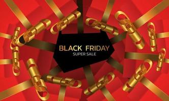 Black Friday Super Sale. Banner, poster on dark background. podium for sale vector