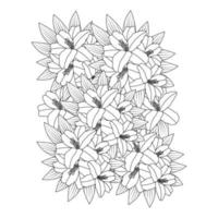 decorative element of doodle flower coloring page  for kids activies art with line drawing illustration vector