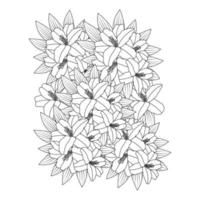 decorative element of doodle flower coloring page  for kids activies art with line drawing illustration vector