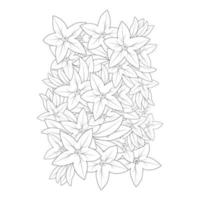 bell flower drawing coloring page of doodle style print graphic element vector