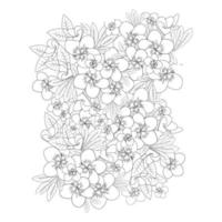 plumeria flor doodle colorear página contorno vector ilustración de aislado en fondo blanco