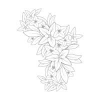 dibujo de flor de campana página para colorear de elemento gráfico de impresión de estilo doodle vector