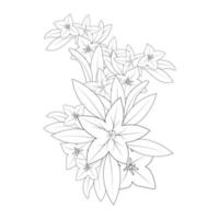 bell flower drawing coloring page of doodle style print graphic element vector