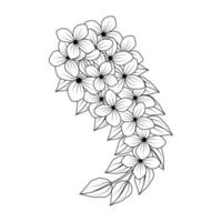 doodle style drawing of bunch blooming flower branch line art design template vector