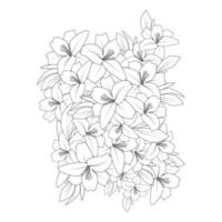 dibujo de página para colorear de flor de lirio de garabato con dibujo de arte lineal para elemento de impresión vector