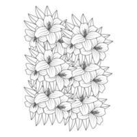beautiful illustration in relaxation coloring page template with doodle style line drawing flower vector