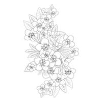 plumeria flower doodle coloring page outline vector illustration of isolated in white background