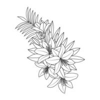 vector graphic line drawing flower of beautiful illustration in relaxation coloring template