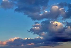 Beautiful panorama of orange and yellow clouds at sunrise photo