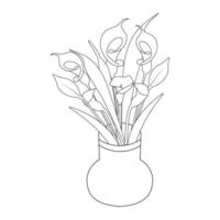 flowerpot coloring page with vector graphic object line drawing
