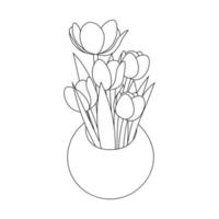 doodle style flower drawing coloring page for print graphic element vector