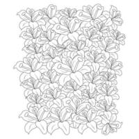 repeat pattern lilium flower black and white background of doodle style drawing vector