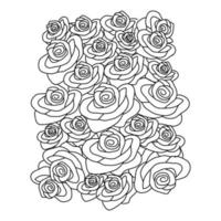 garabato decorativo rosa flor patrón línea arte de lápiz ilustraciones ilustración vector