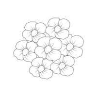 flower coloring page of vector illustrations in hand drawn outline stroke