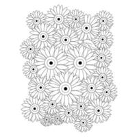 sunflowers with leaves of bouquet illustration for coloring book for children and adults vector