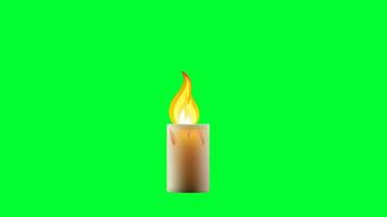 animação de tela verde luz de vela de desenho 2d. tela verde da lâmpada de cera. video