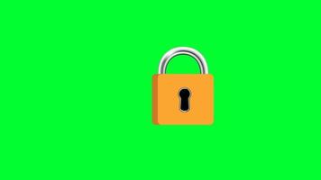 Lock key green screen animation. Open lock with a key and Unlocking closed lock. Security, safe, privacy concept. video