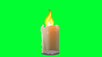 2d Cartoon Candle light green screen animation. Wax Lamp green screen. video