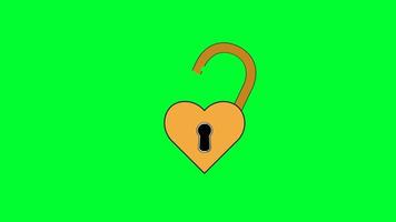 Lock key green screen animation. Open lock with a key and Unlocking closed lock. Security, safe, privacy concept. video