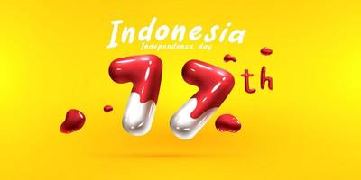 77 años día de la independencia de indonesia efecto de texto 3d vector