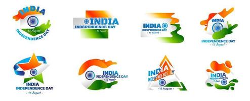 Happy independence day Sticker set, logo set, typography set , elements and decoration vector