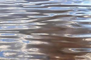 Detailed close up view on water surfaces with ripples and waves and the sunlight reflecting at the surface photo