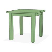 Table, desk, diet table, desktop, kitchen table, piece of furniture, flat style, isolated vector