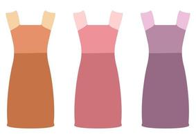 Set of fashionable women's dresses. Clothing model. Flat style. vector
