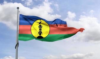 New Caledonia flag - realistic waving fabric flag. photo